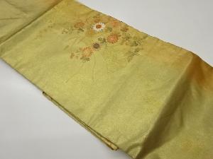 金彩几帳に花々模様刺繍名古屋帯